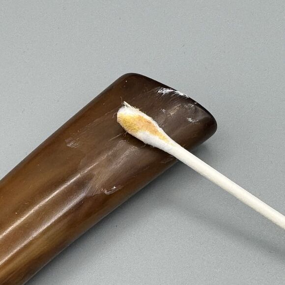 Vintage 1940s Cake Slicer Breaker with Swirled Caramel Bakelite Handle 18 Tines - Picture 2 of 6